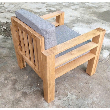 ChunKy Oak : Ghế Sofa Đơn Gỗ Sồi Kèm Nệm